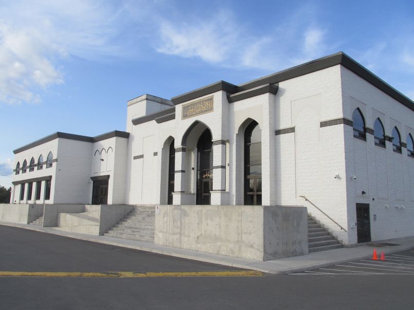 Exterior view of a 50,000 square foot prayer, physical, social and intellectual facility for the Muslim community.